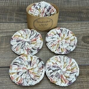 Handcrafted Crochet Face Round Makeup Remover Scrubbies Set Cotton Yarn
